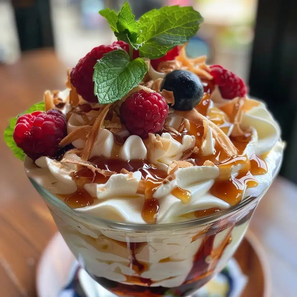 beaten yogurt recipe served with maple and berries