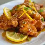 Crispy Chinese lemon chicken recipe with lemon glaze