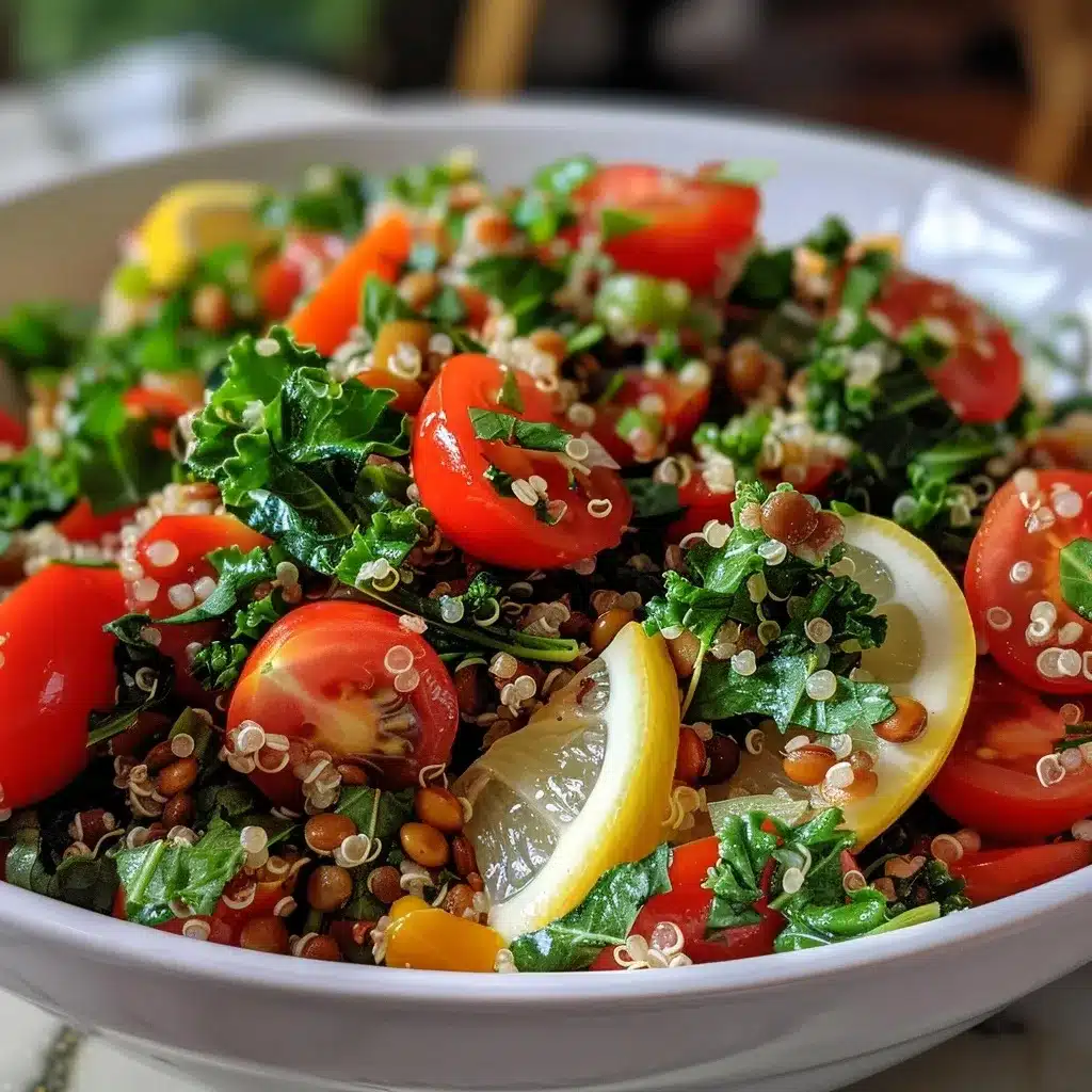 Fresh Costco quinoa salad recipe with lemon and vegetables