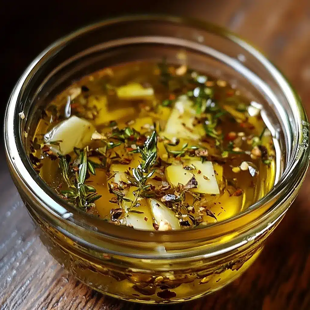 Homemade Greek salad dressing in a glass bowl