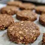 Healthy no-bake protein cookies recipe with oats, peanut butter, and chocolate