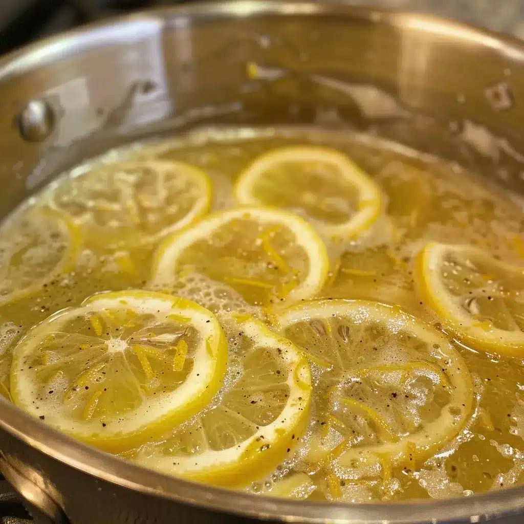  Lemon sauce simmering for Chinese lemon chicken recipe