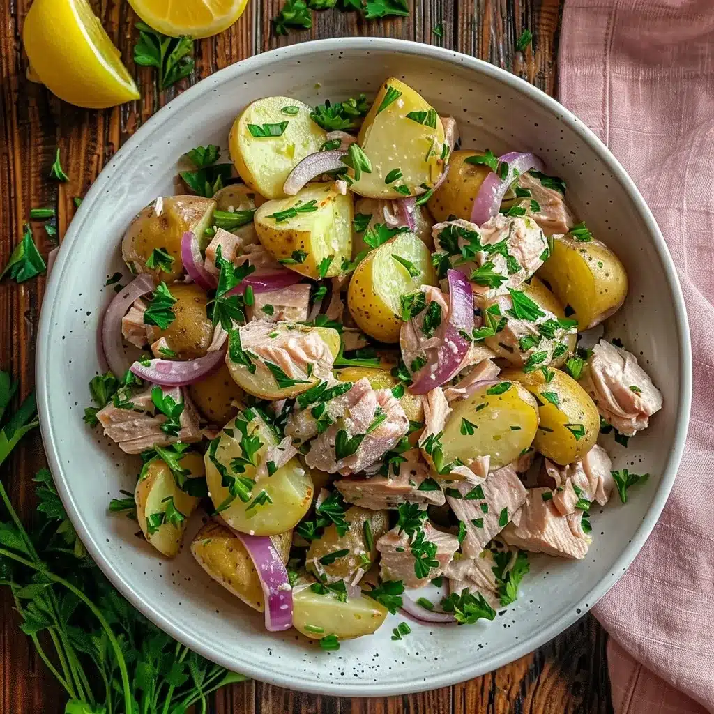 Potato tuna salad recipe with lemon and herbs