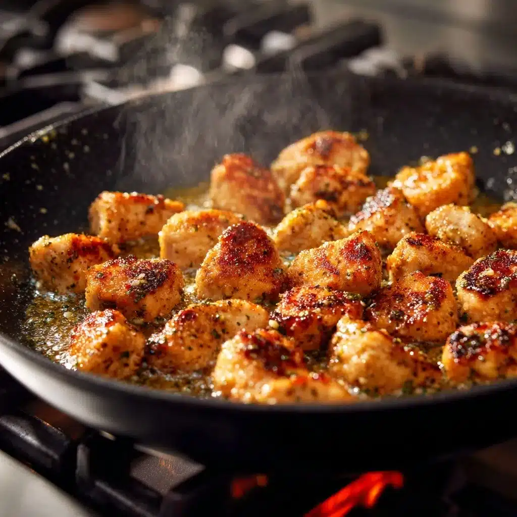 Chicken bites cooking in garlic butter