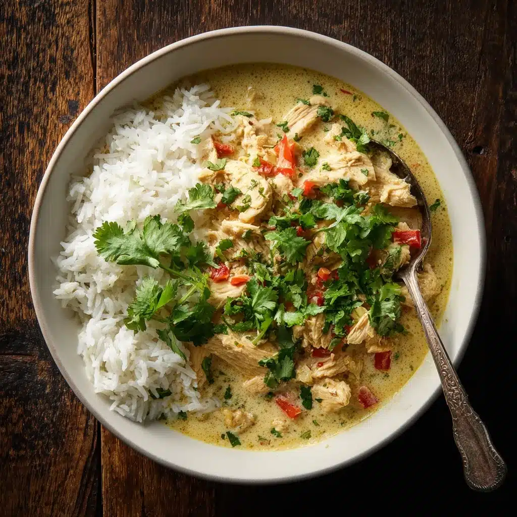 Coconut Chicken Rice Bowl with jasmine rice and creamy coconut sauce