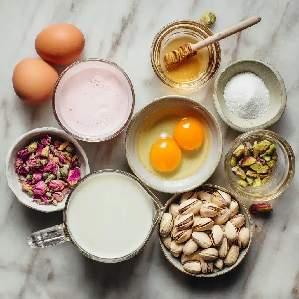 Ingredients for Rose Pistachio Ice Cream	