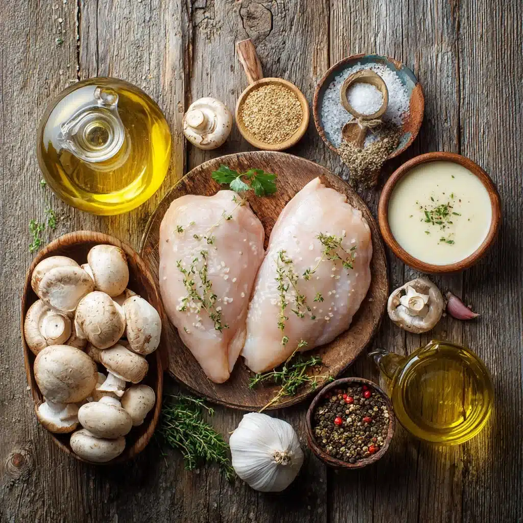 Ingredients for mushroom chicken recipe