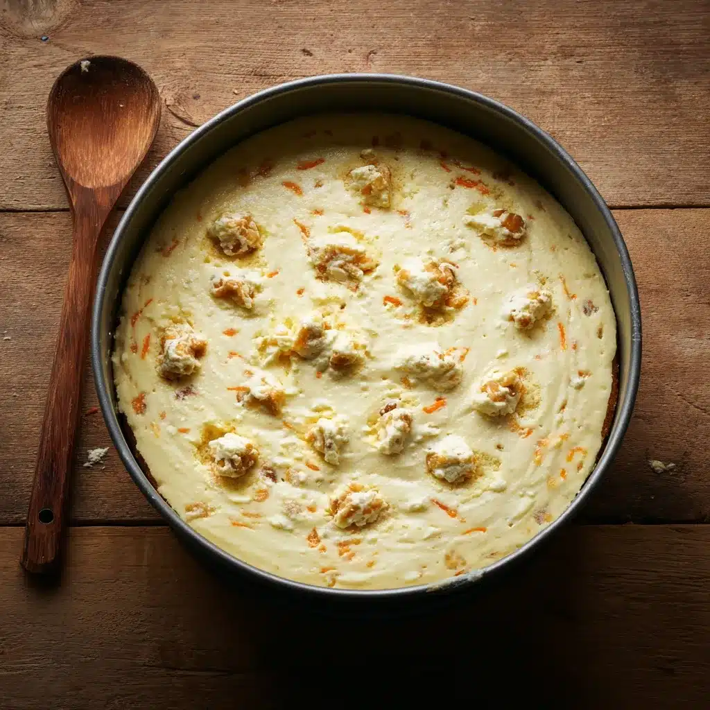 Layering carrot cake and cheesecake in a springform pan