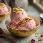 Rose Pistachio Ice Cream in a bowl