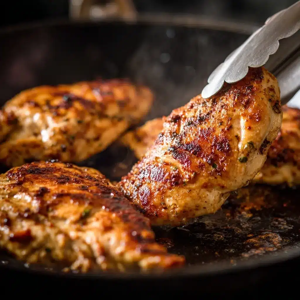 Searing chicken for mushroom chicken recipe