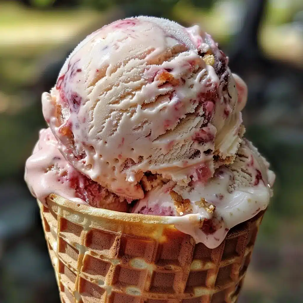 strawberry cheesecake ice cream recipe with roasted strawberries and graham cracker