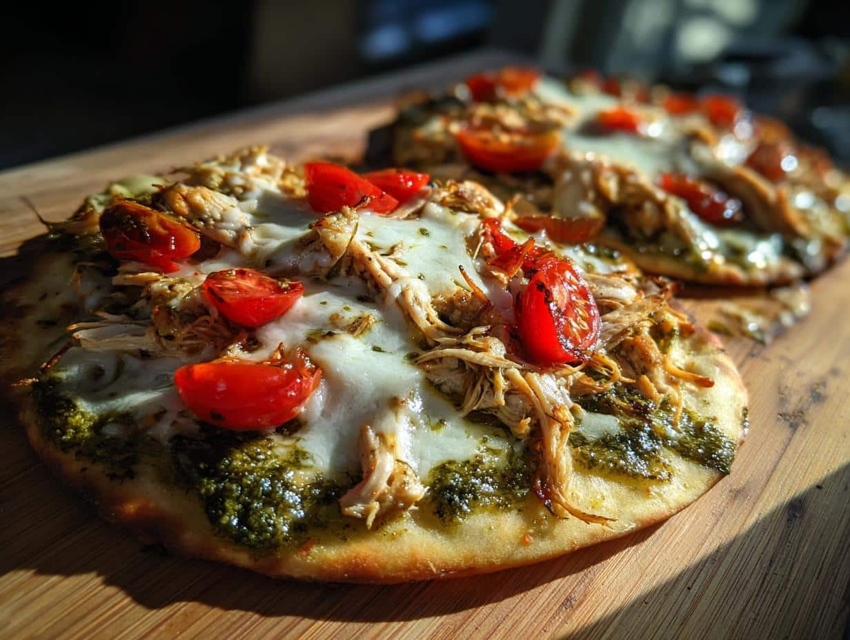 Chicken pesto flatbread
