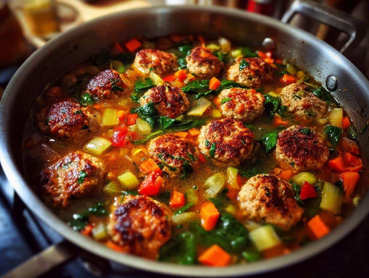 Crockpot Vegetable Soup With Chicken Meatballs