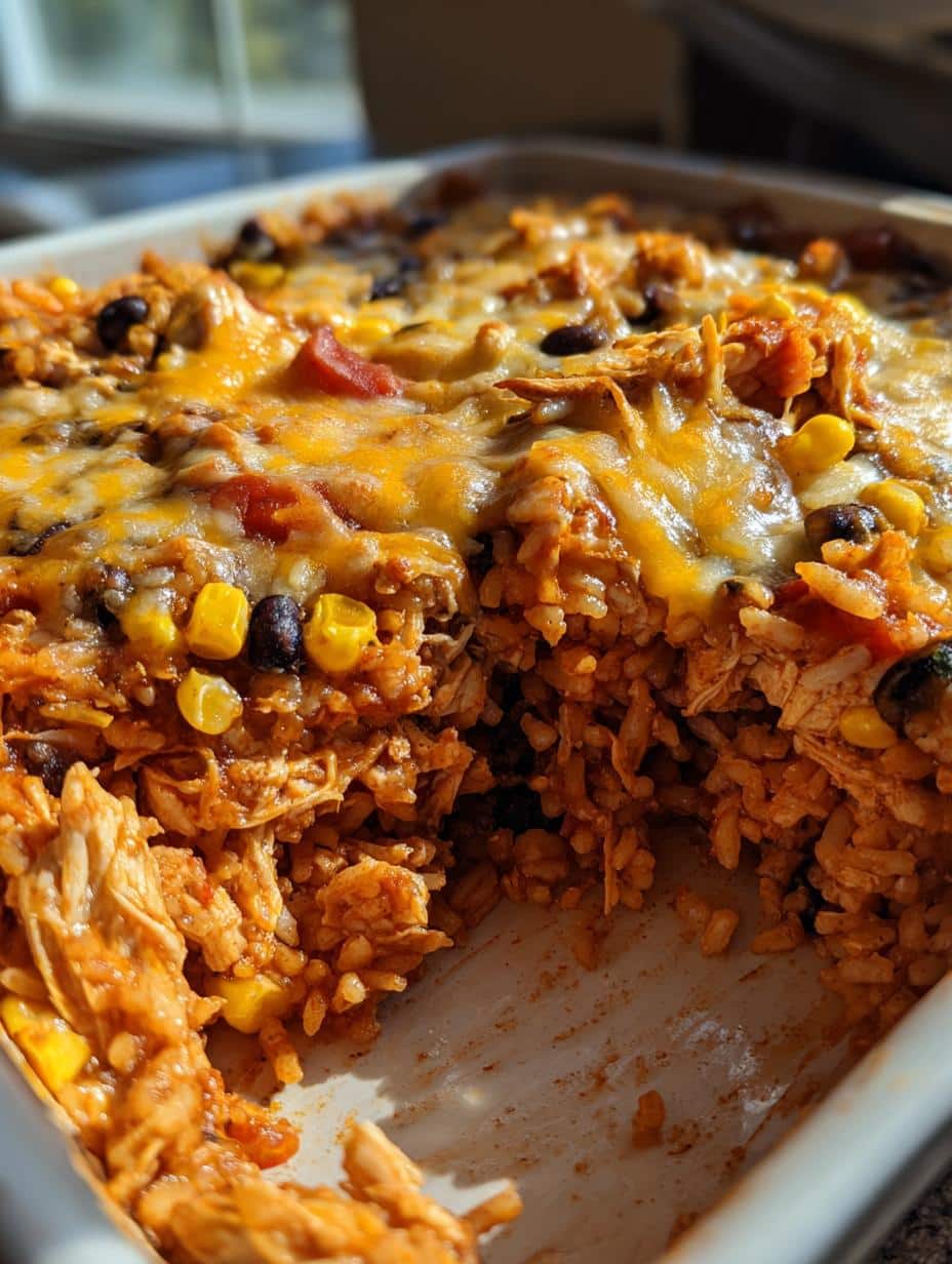 Easy Chicken Enchilada Rice Casserole