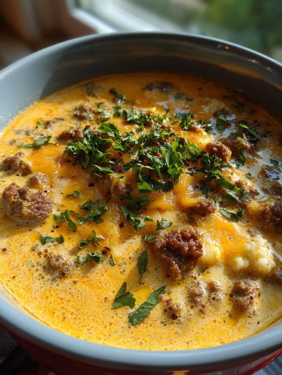 Keto Cheeseburger Soup - detail 1