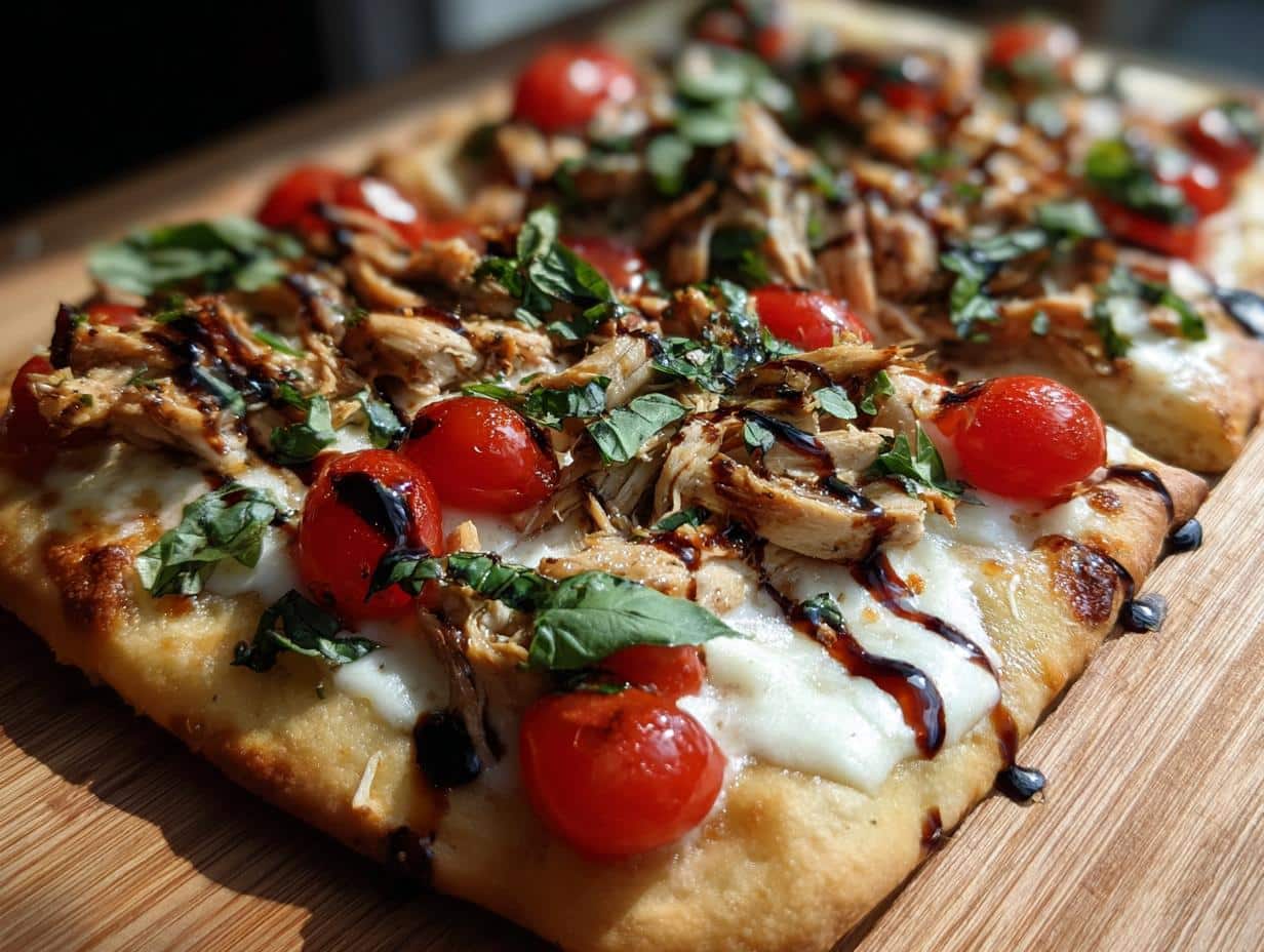 chicken caprese flatbread