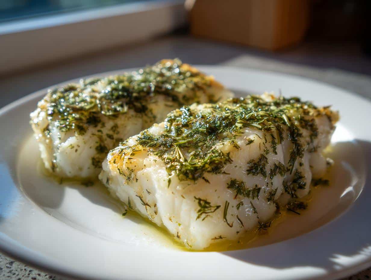 Baked Halibut with Herbs (35g Protein)