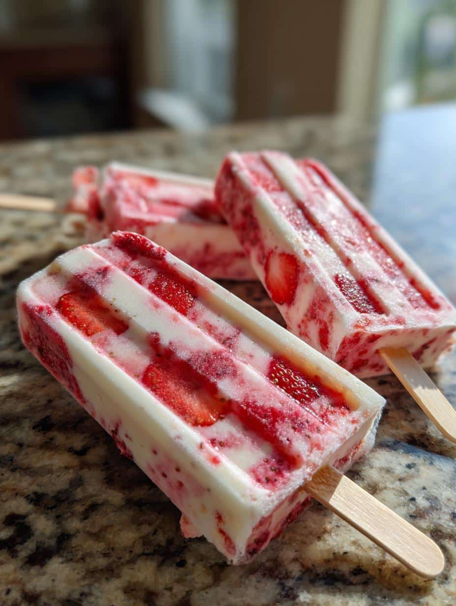 Cottage Cheese Strawberry Popsicles - detail 1