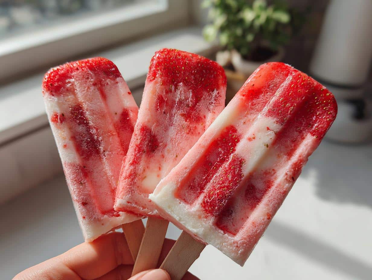 Cottage Cheese Strawberry Popsicles