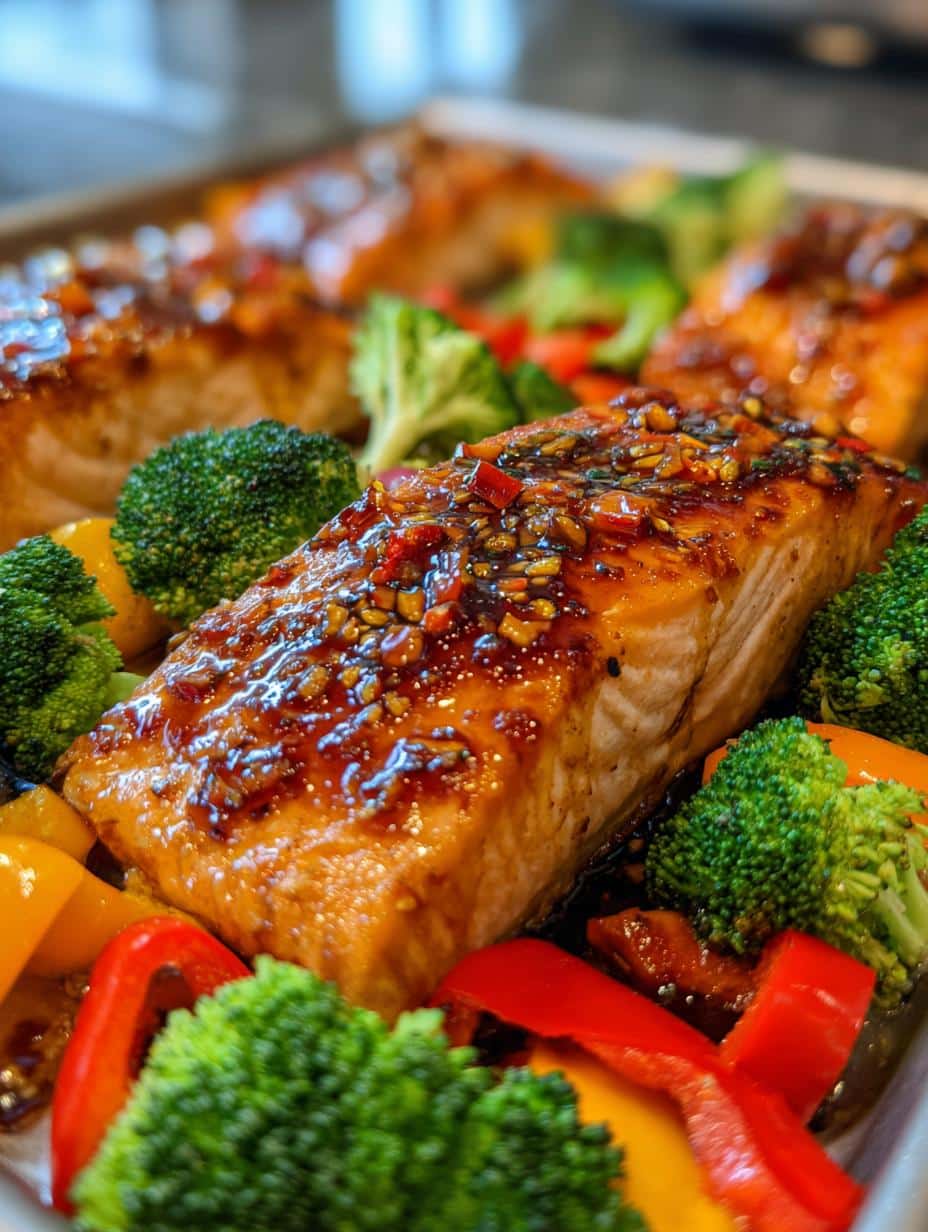 asian glazed salmon sheet pan - detail 1