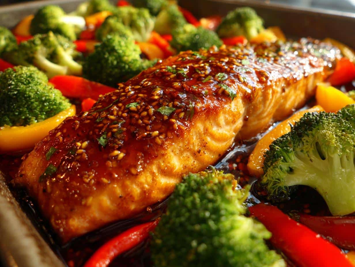asian glazed salmon sheet pan