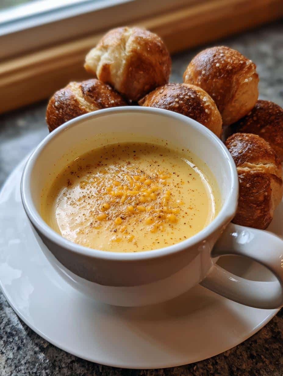beer cheese soup pretzel bites - detail 1