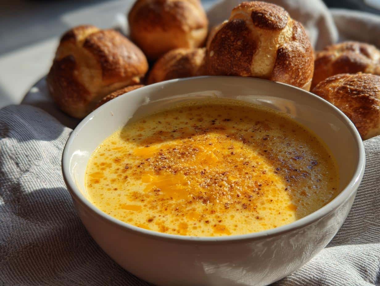 beer cheese soup pretzel bites