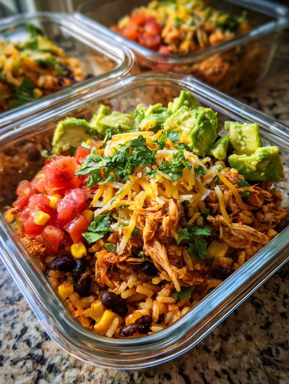 chicken burrito bowl meal prep - detail 1