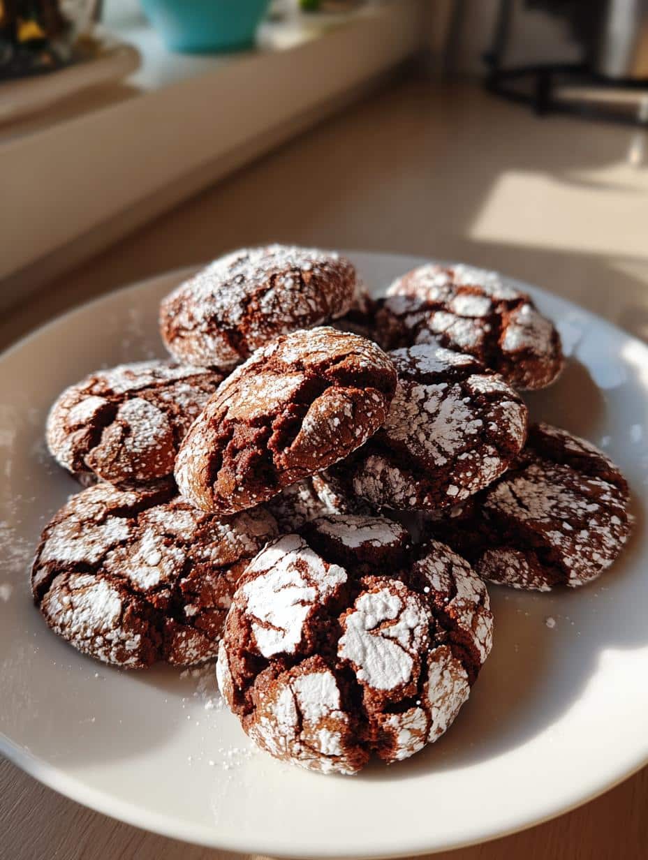 chocolate crinkle cookies festive