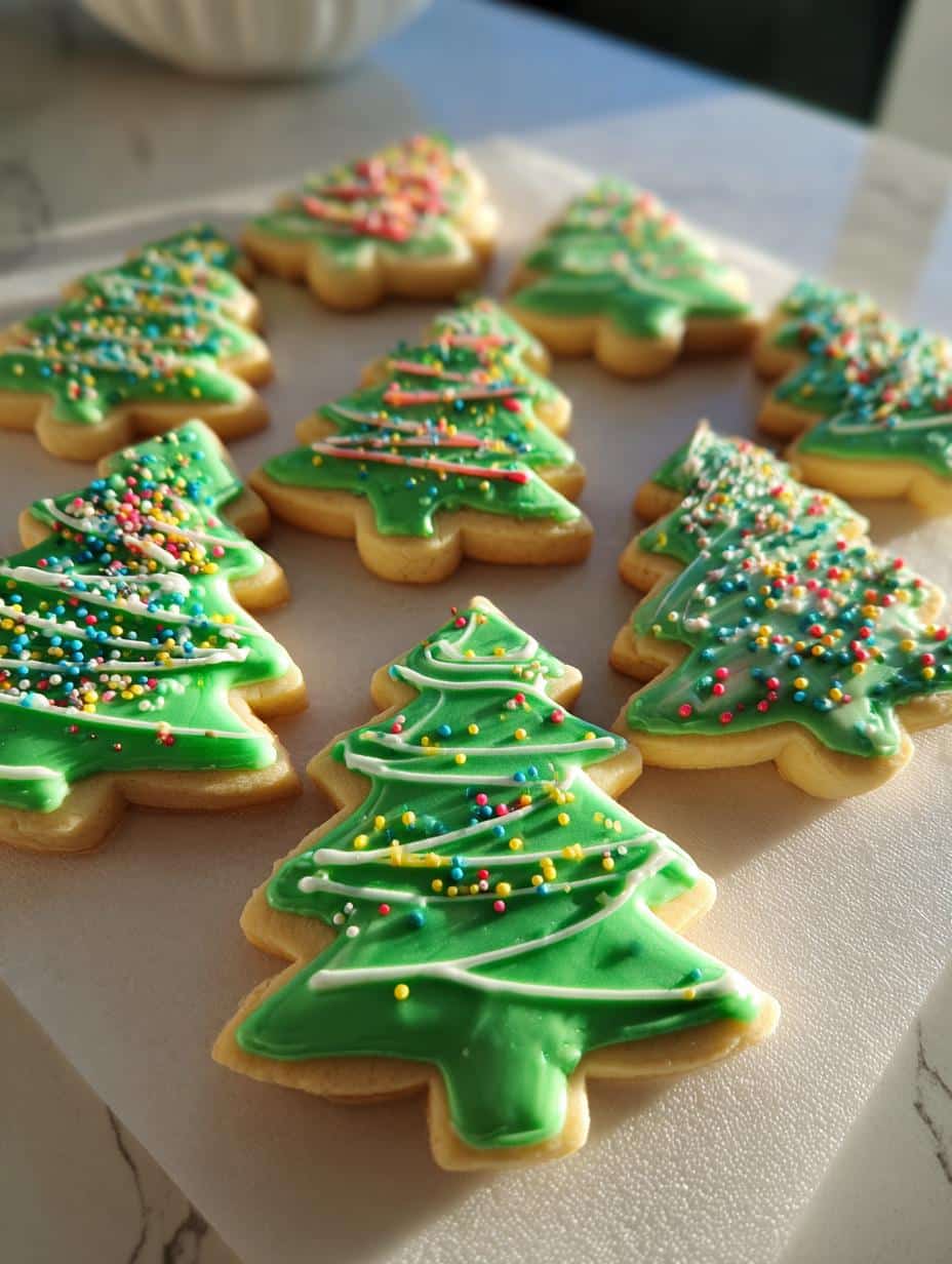 christmas tree cookies decorated - detail 1