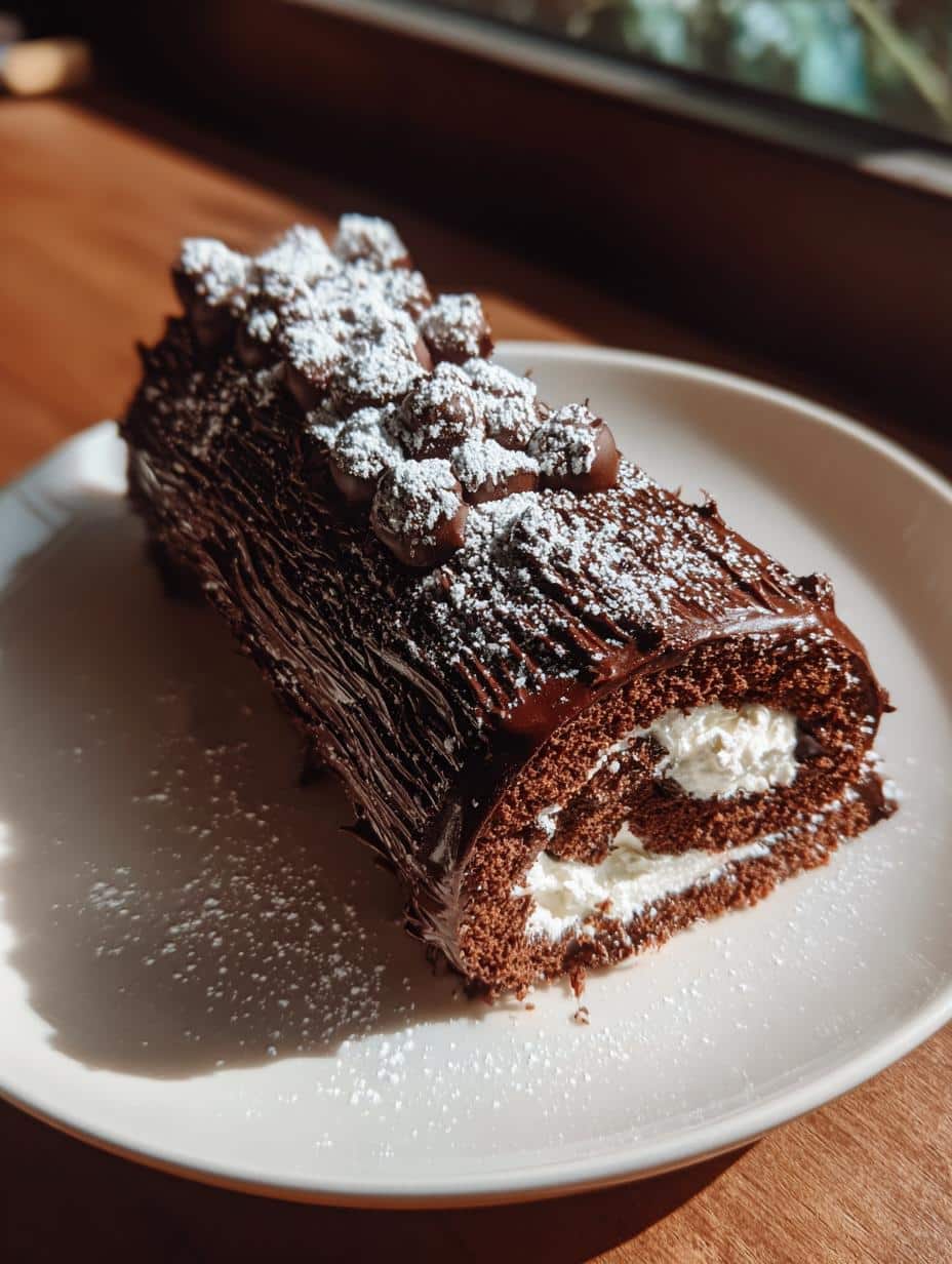 christmas yule log cake - detail 1