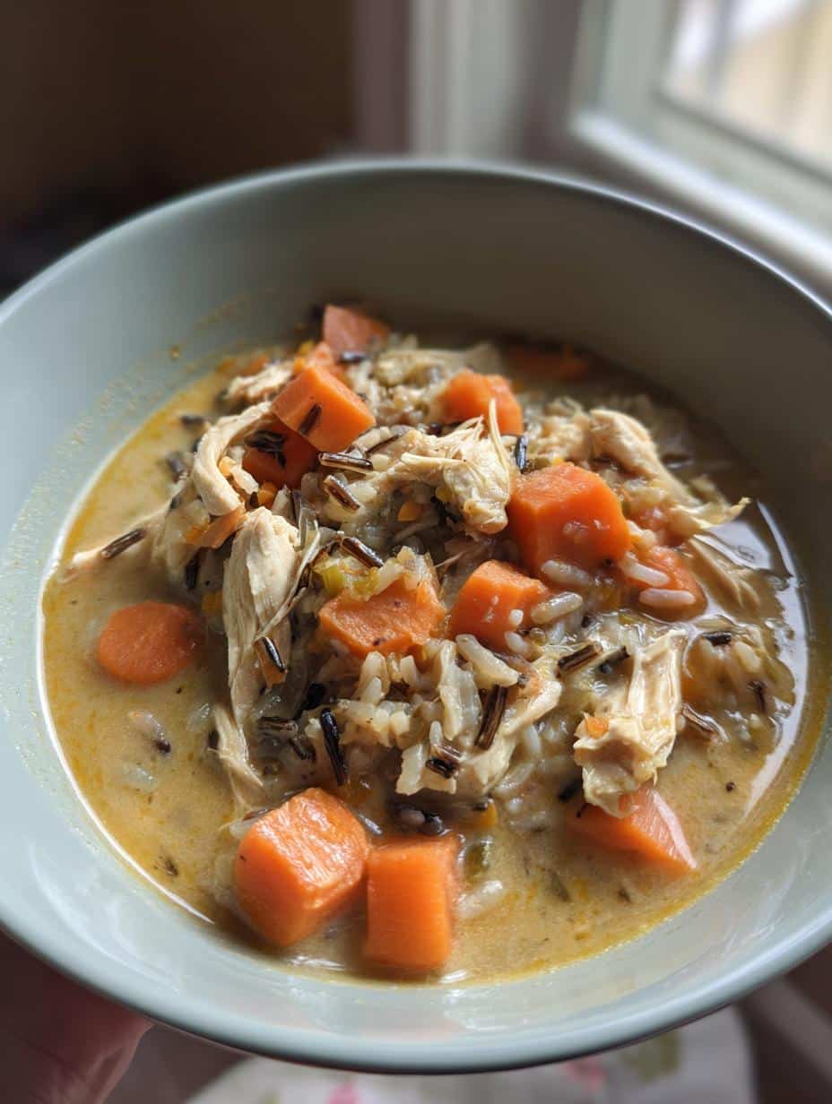 creamy chicken wild rice soup - detail 1