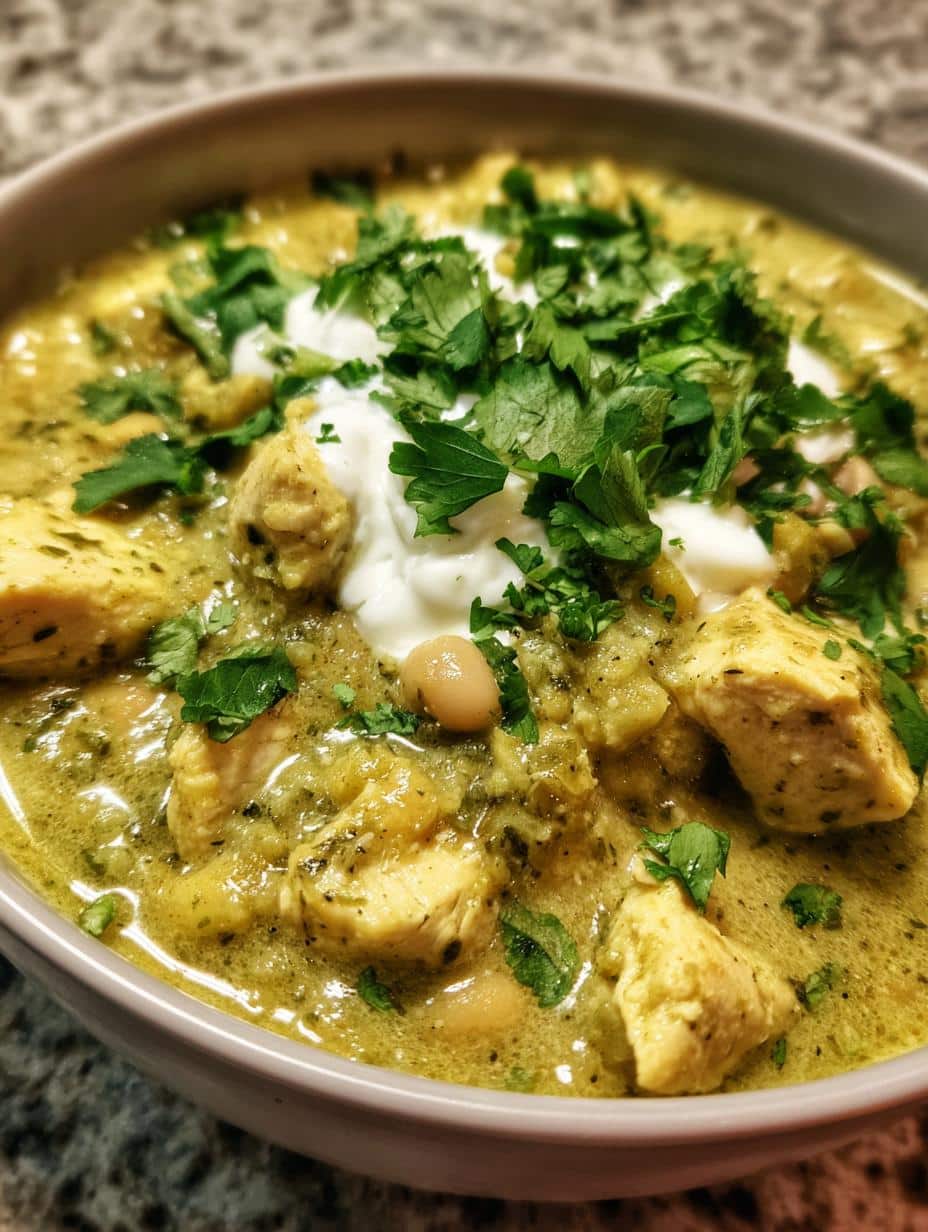 creamy white chicken chili verde - detail 1