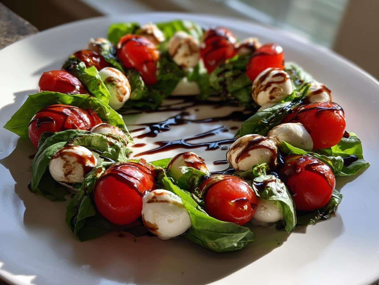 festive caprese skewers wreath