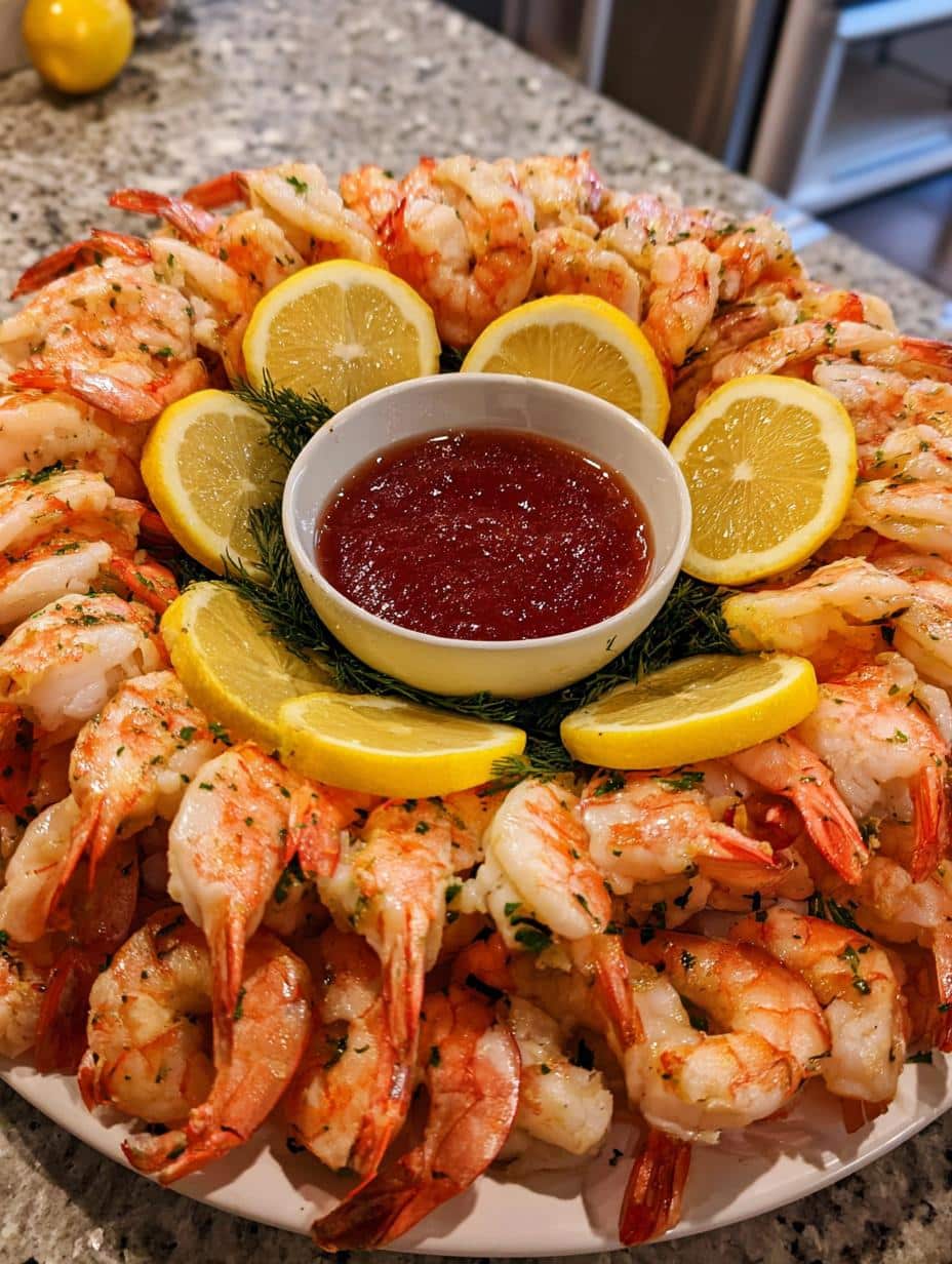 festive shrimp cocktail wreath - detail 1