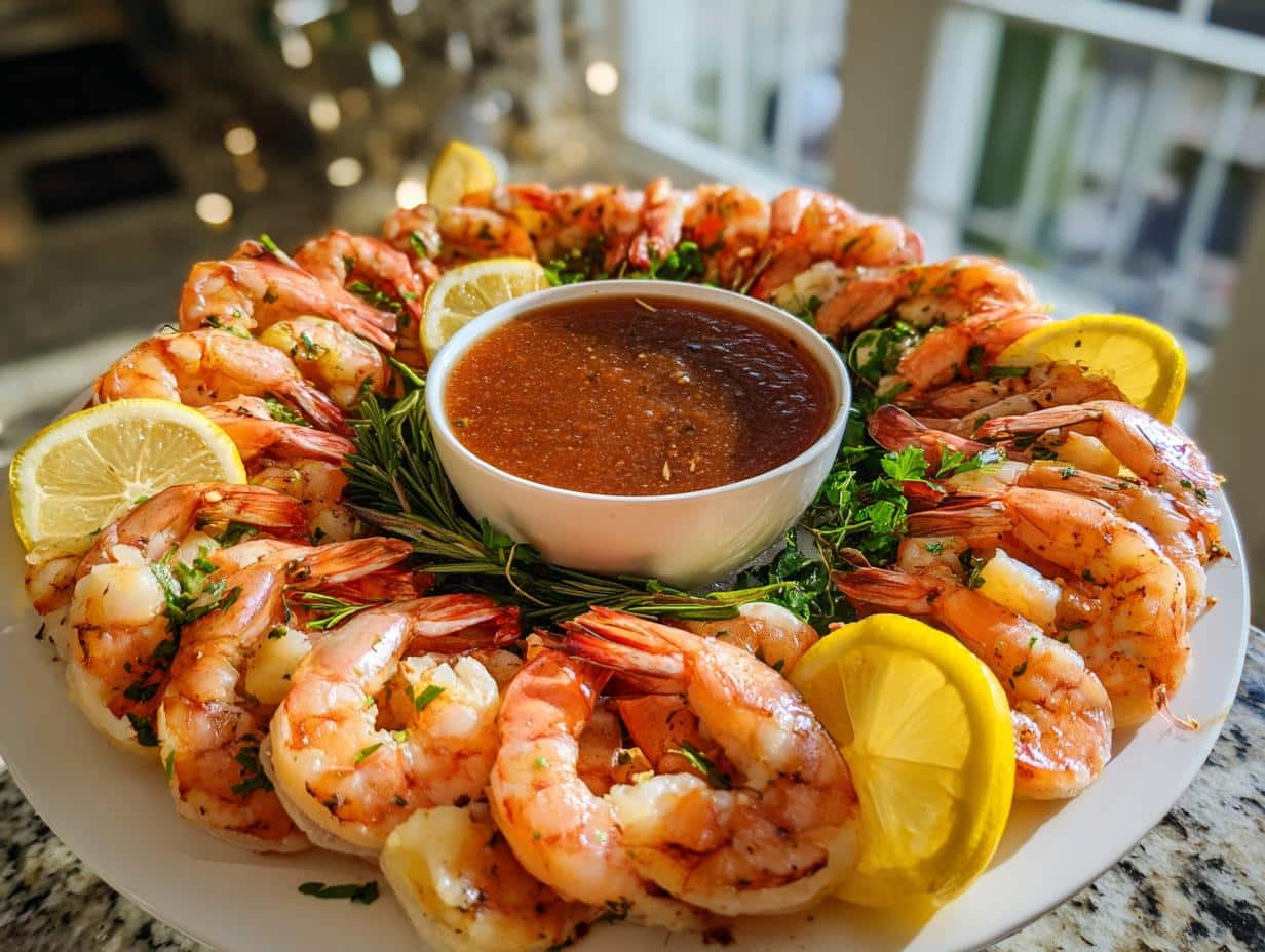 festive shrimp cocktail wreath