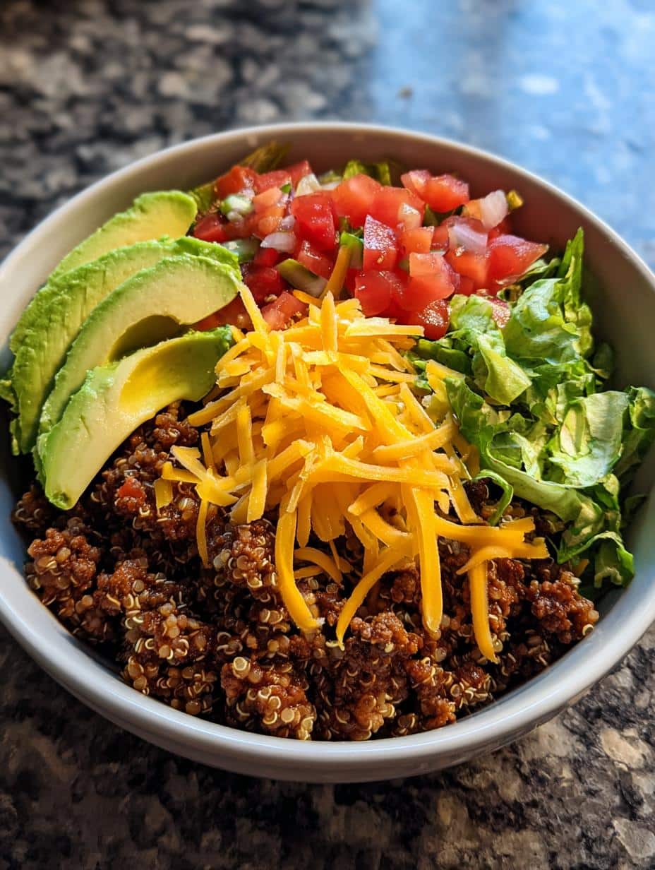 high protein beef taco bowls - detail 1