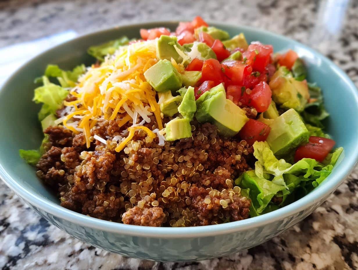 high protein beef taco bowls