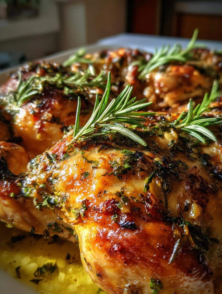 holiday roasted chicken garlic herbs - detail 1