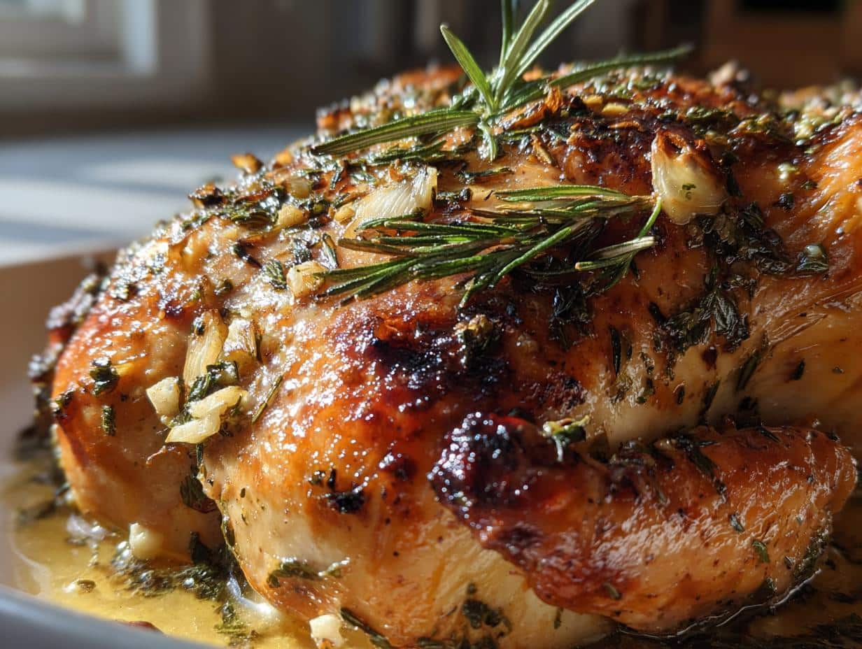 holiday roasted chicken garlic herbs