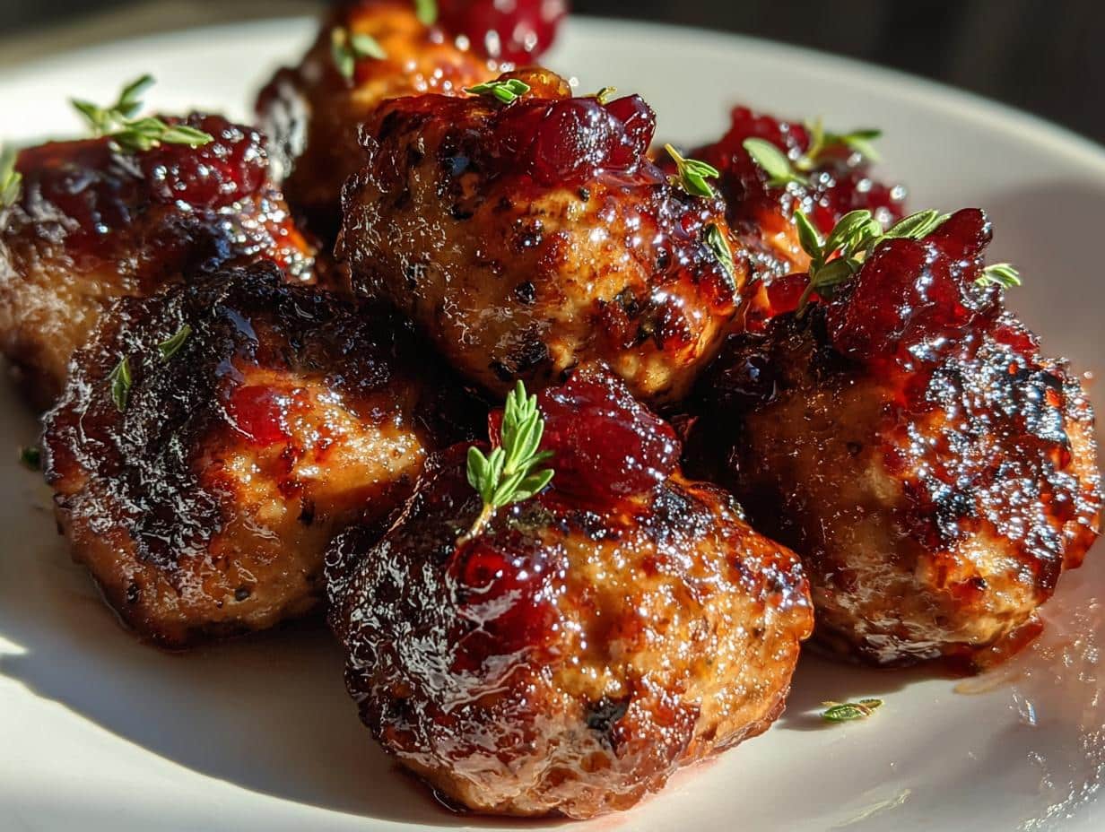 holiday turkey meatballs cranberry glaze