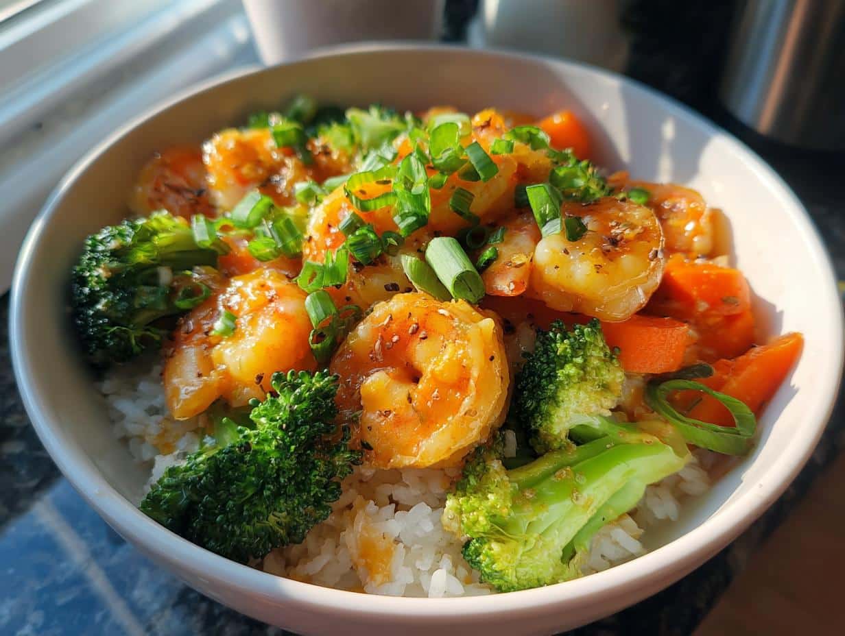 honey garlic shrimp bowls