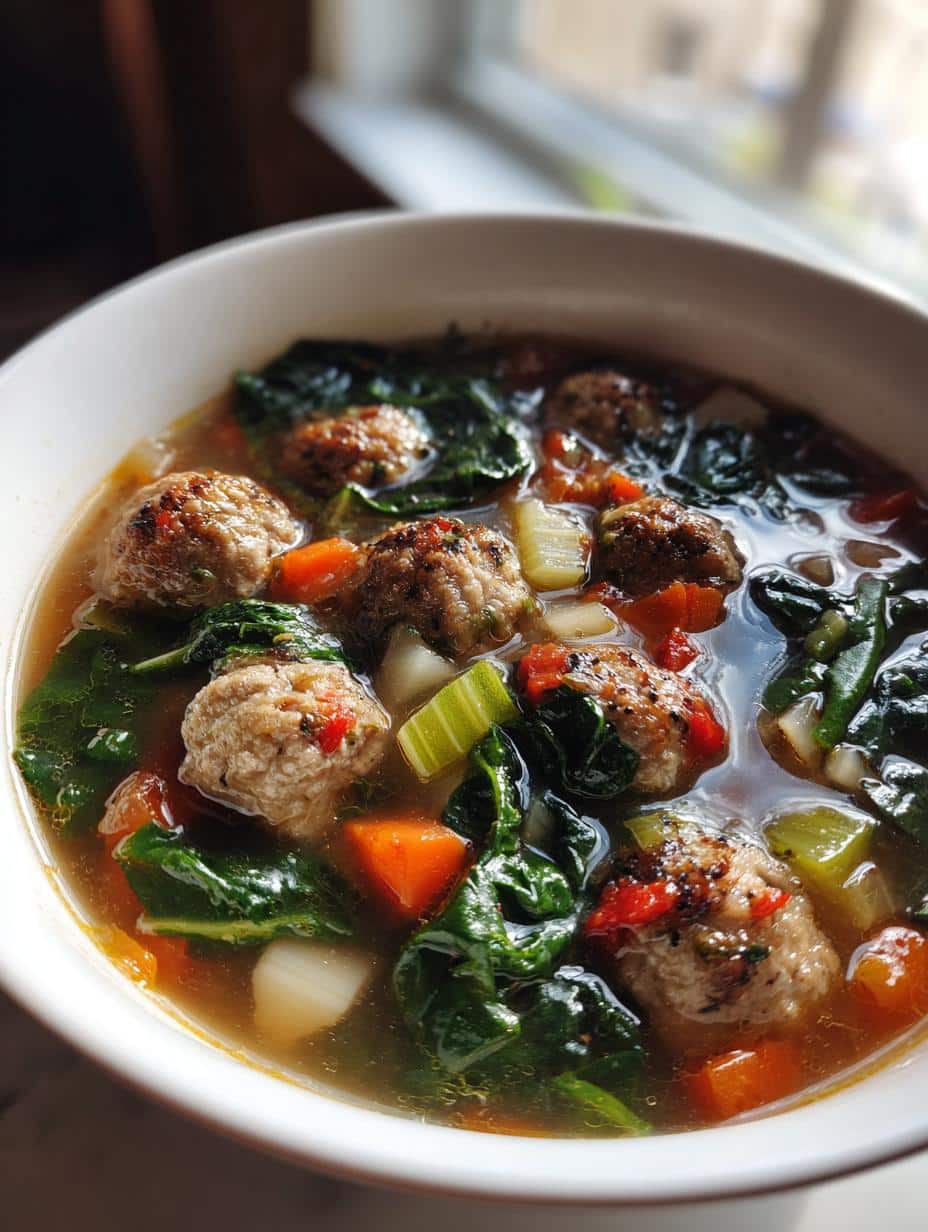 italian wedding soup meatballs - detail 1