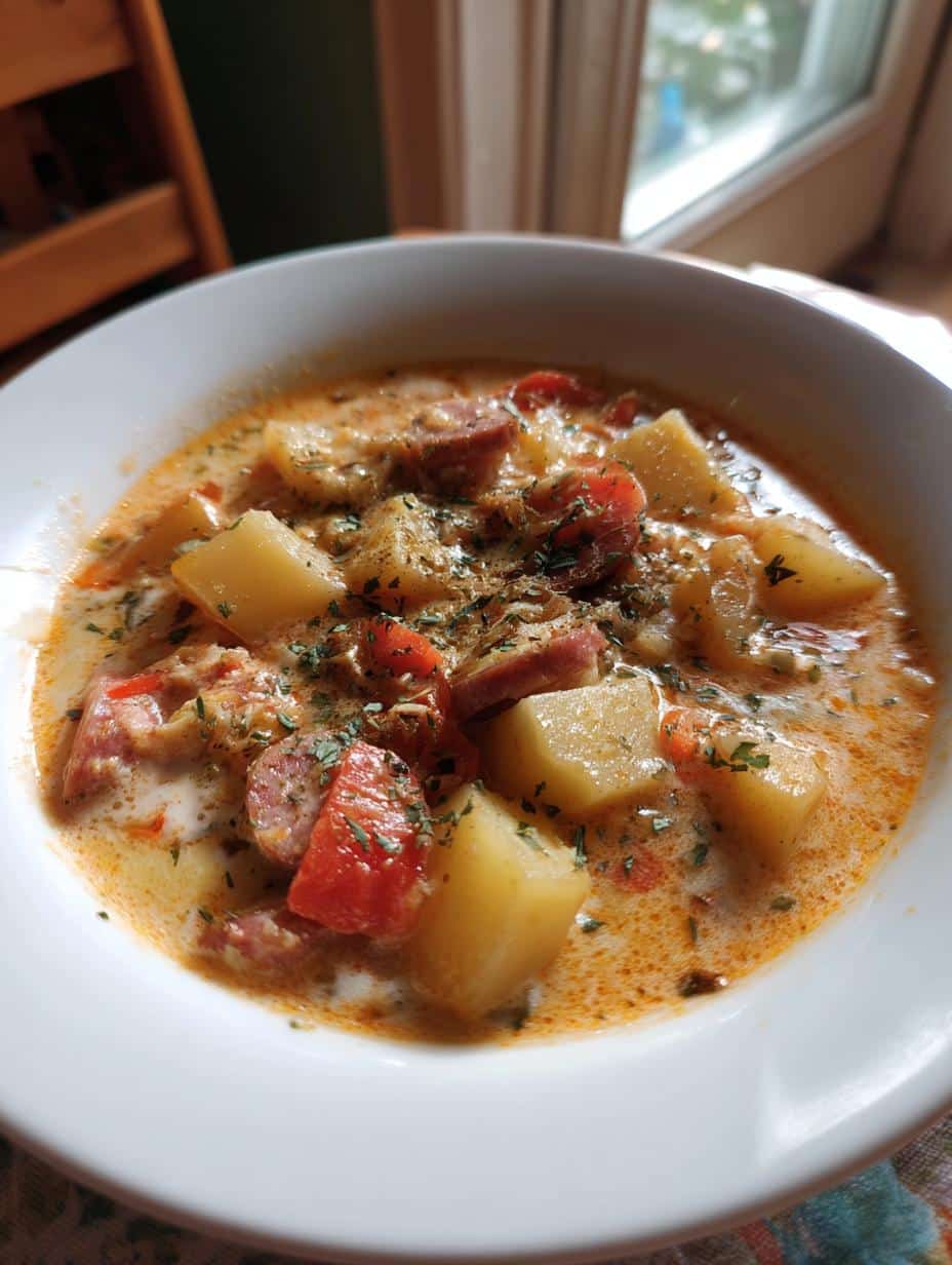 kielbasa potato soup - detail 1