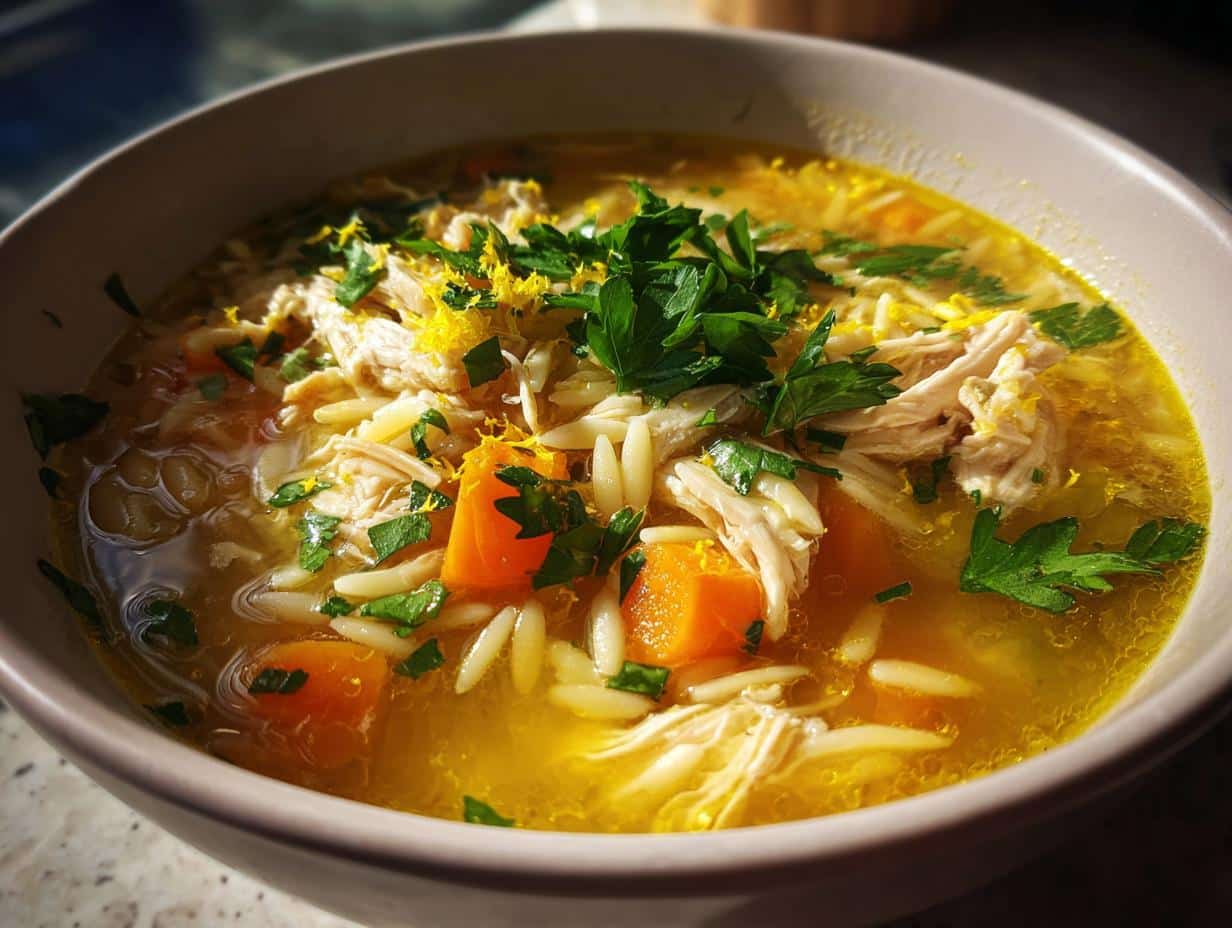 lemon chicken orzo soup