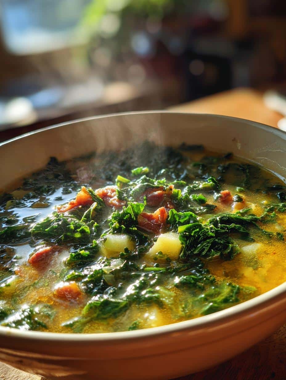 portuguese kale soup caldo verde - detail 1