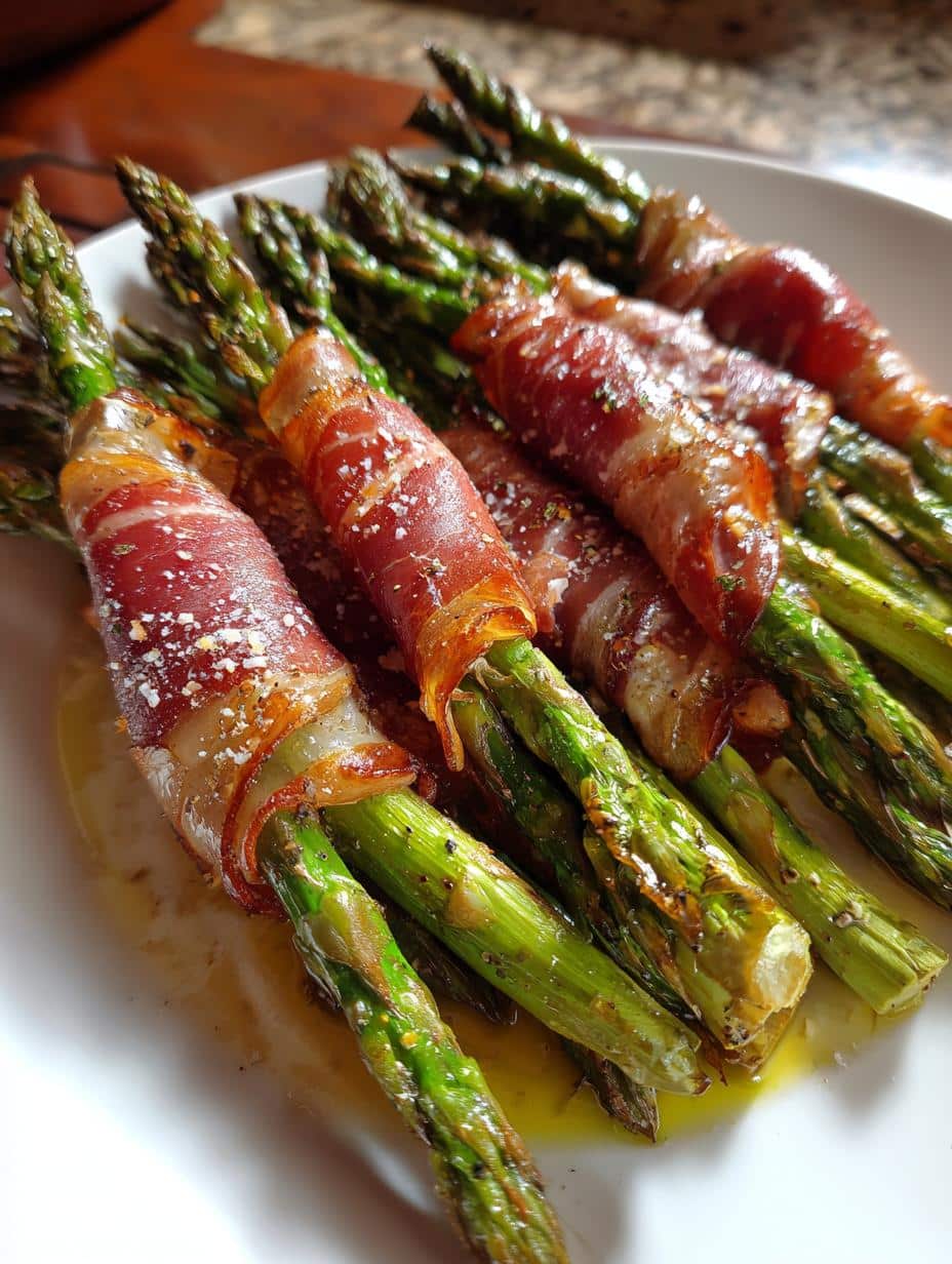 prosciutto wrapped asparagus christmas (using beef prosciutto alternative) - detail 1