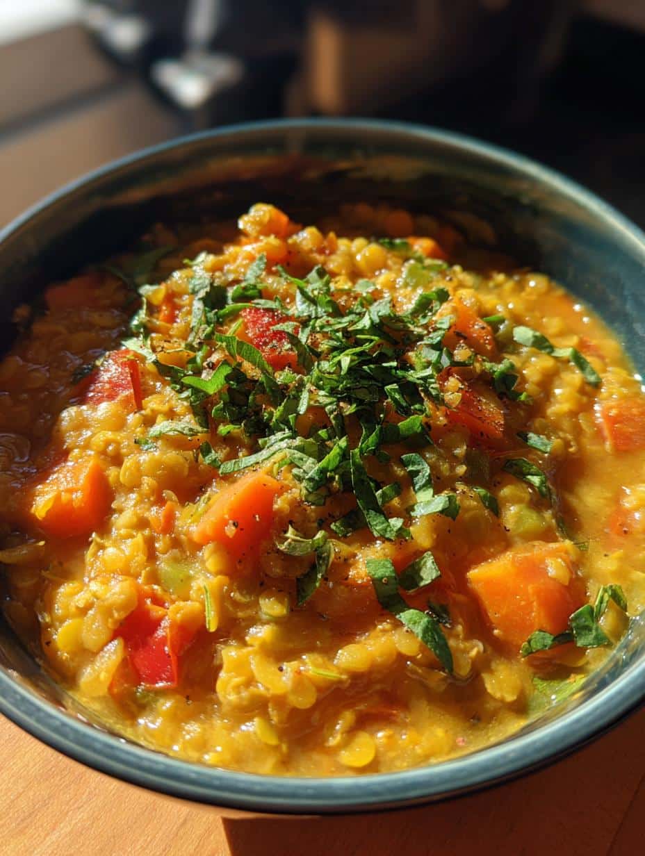 red lentil soup curry - detail 1