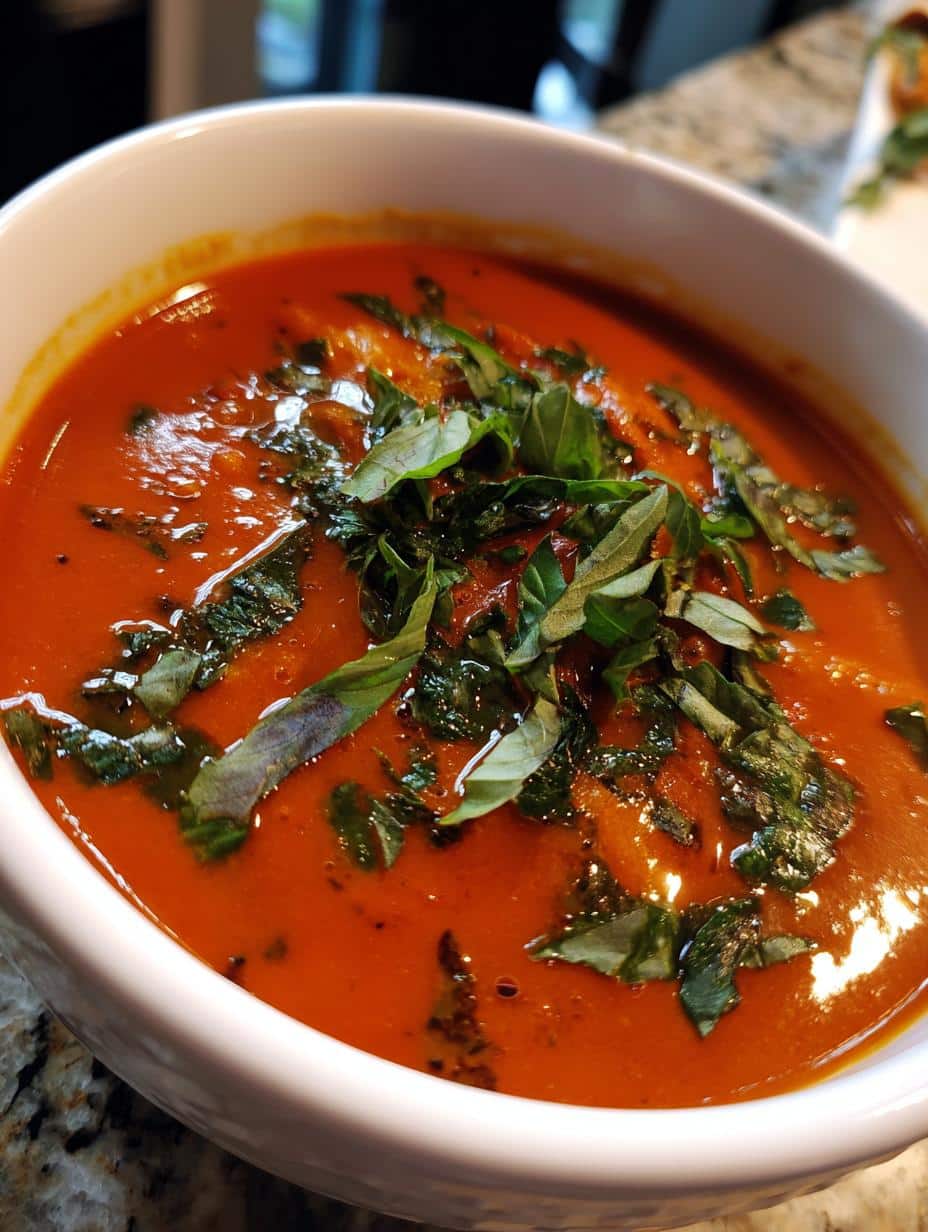 roasted tomato soup basil - detail 1