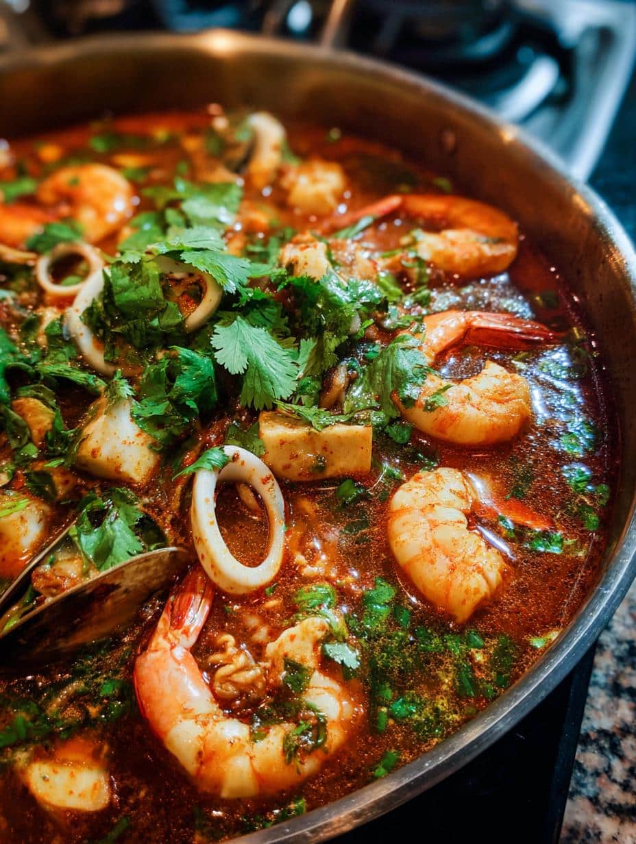 thai tom yum soup seafood - detail 1